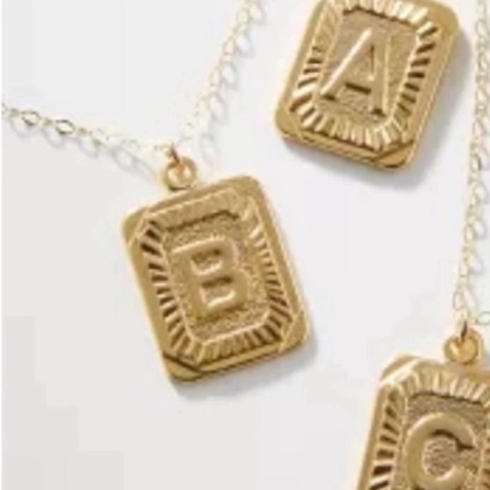 NWOT Anthropologie Whim Gold Monogram Initial Pendant Necklace (B) - Picture 2 of 4